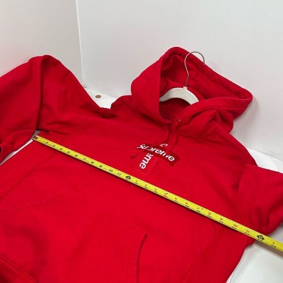 Supreme Cross Box Logo Hooded Sweatshirt Medium M Red Color - Picture 8 of 12